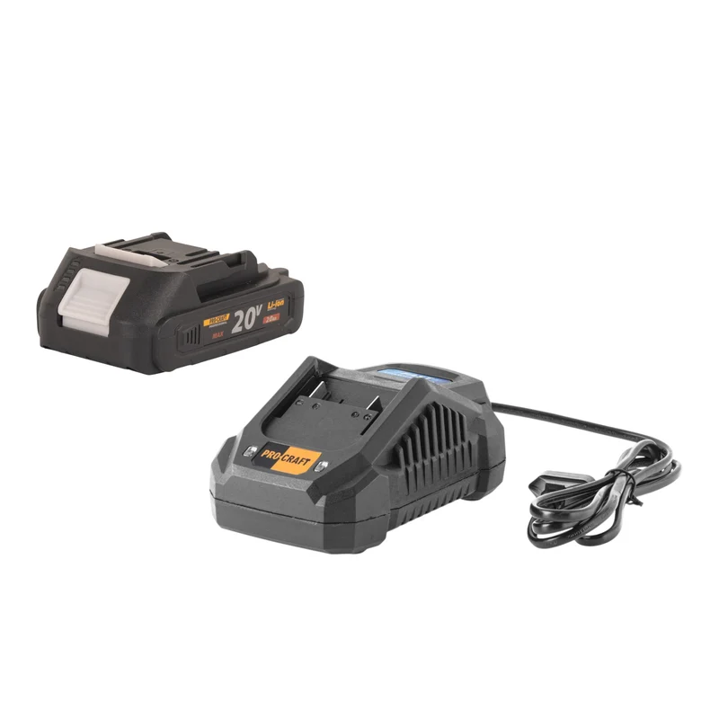 Procraft Starter Set 20 V 20/4A Schnell Ladegerät + 1x 20/2A Akku 2,0 Ah