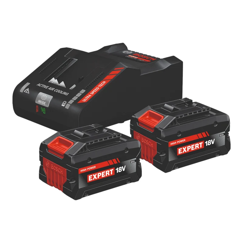 Bosch Starter Set 2x EXPERT EXBA 18V-80 Akku 8,0 Ah + EXPERT EXAL18V-160 Schnell Ladegerät ( 1600A0373T )