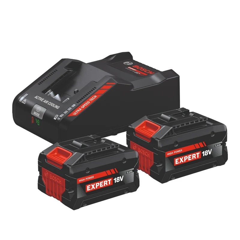 Bosch Starter Set 2x EXPERT EXBA 18V-55 Akku 5,5 Ah + EXPERT EXAL18V-160 Schnell Ladegerät