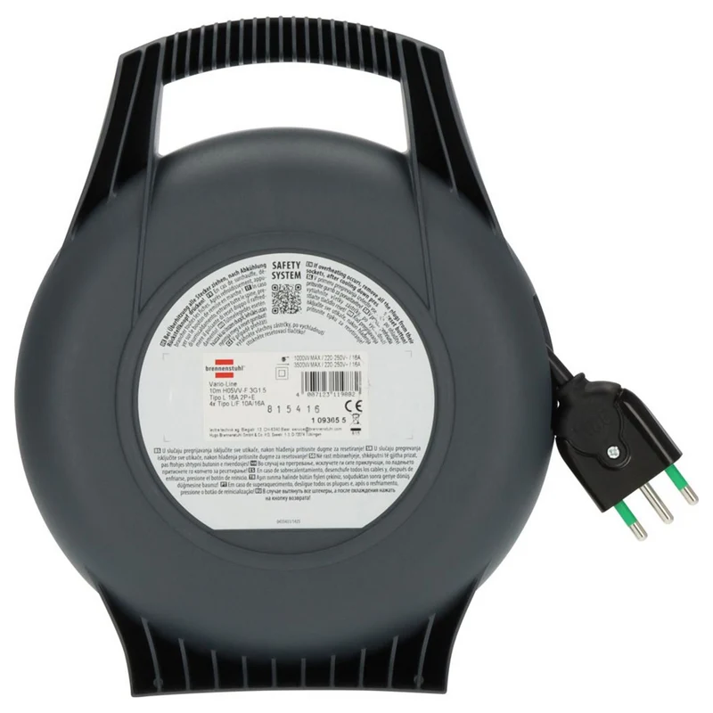 Brennenstuhl Vario Line X 4-Socket Cable Reel 10m H05VV-F 3G1.5