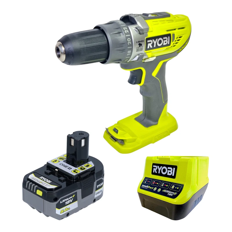 Ryobi R18PD3-0 Akku Schlagbohrschrauber 18 V 50 Nm + 1x Akku 5,0 Ah + Ladegerät