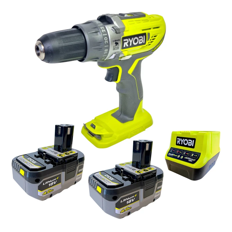 Ryobi R18PD3-0 Akku Schlagbohrschrauber 18 V 50 Nm + 2x Akku 4,0 Ah + Ladegerät