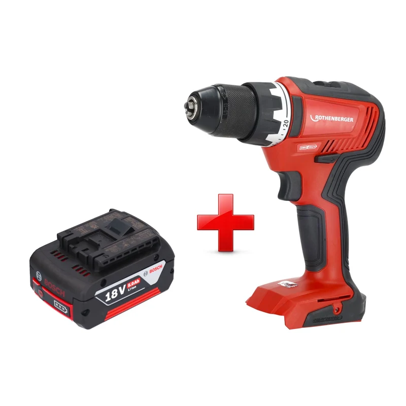 Rothenberger RO DD55 Akku Bohrschrauber 18 V 55 Nm Brushless AMPShare + 1x Akku 5,0 Ah - ohne Ladegerät