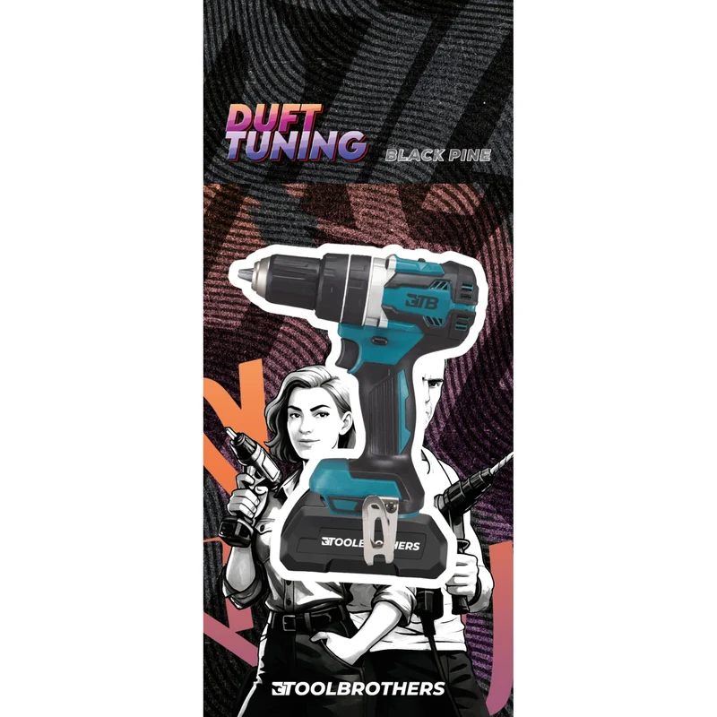 Toolbrothers Duftbaum - POWER PETROL AKKUSCHRAUBER Design - Duft BLACK PINE - hölzerne und frische Duftnoten