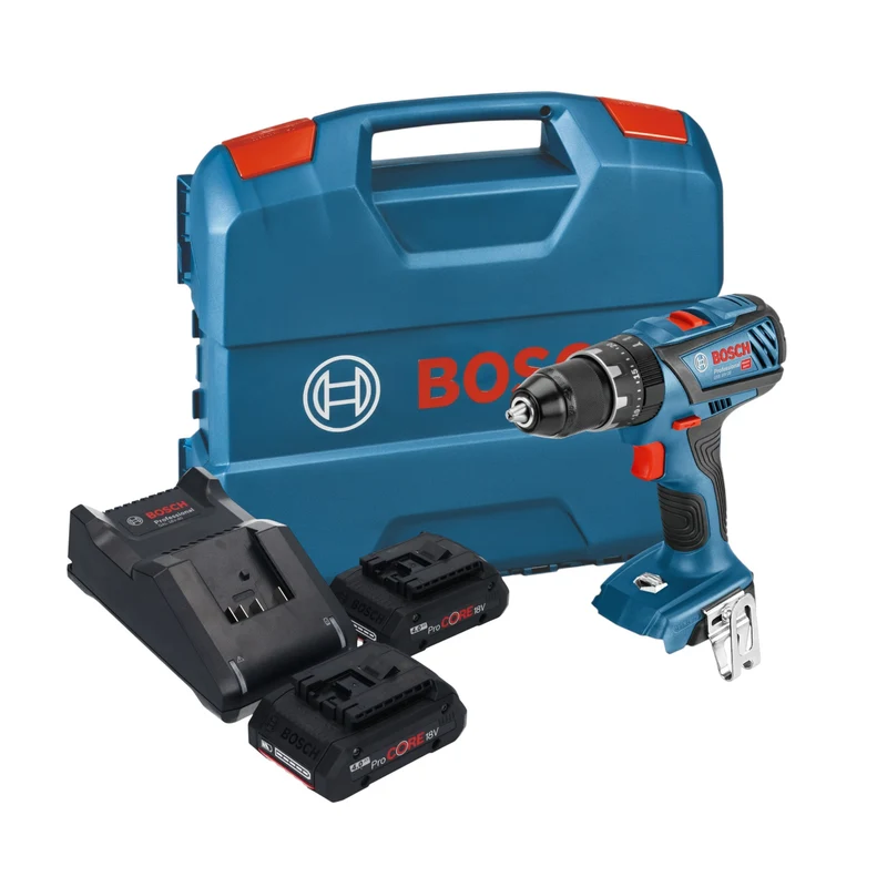 Bosch GSB 18V-28 Professional Akku Schlagbohrschrauber 18 V 63 Nm + 2x ProCore Akku 4,0 Ah + Ladegerät + L-Case