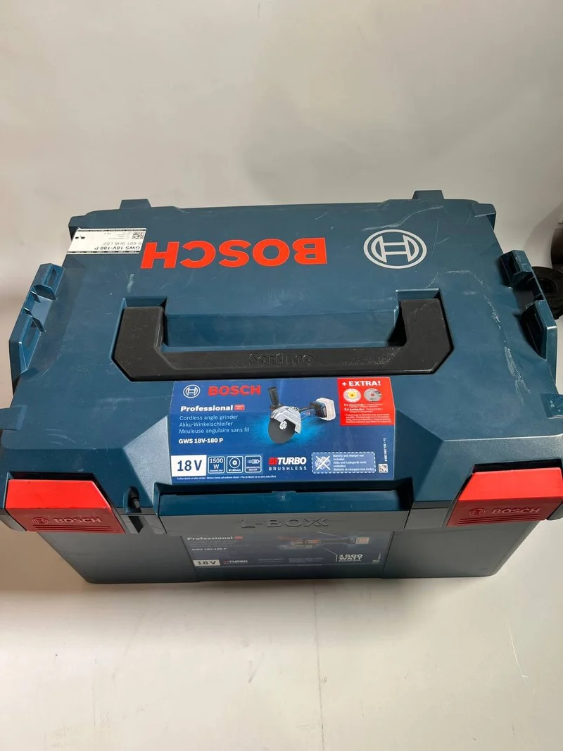 Bosch GWS 18V-180 P Professional Akku Winkelschleifer 18 V 180 mm ( 06019H6L02 ) Brushless + L-Boxx - ohne Akku, ohne Ladegerät - Stark Gebraucht