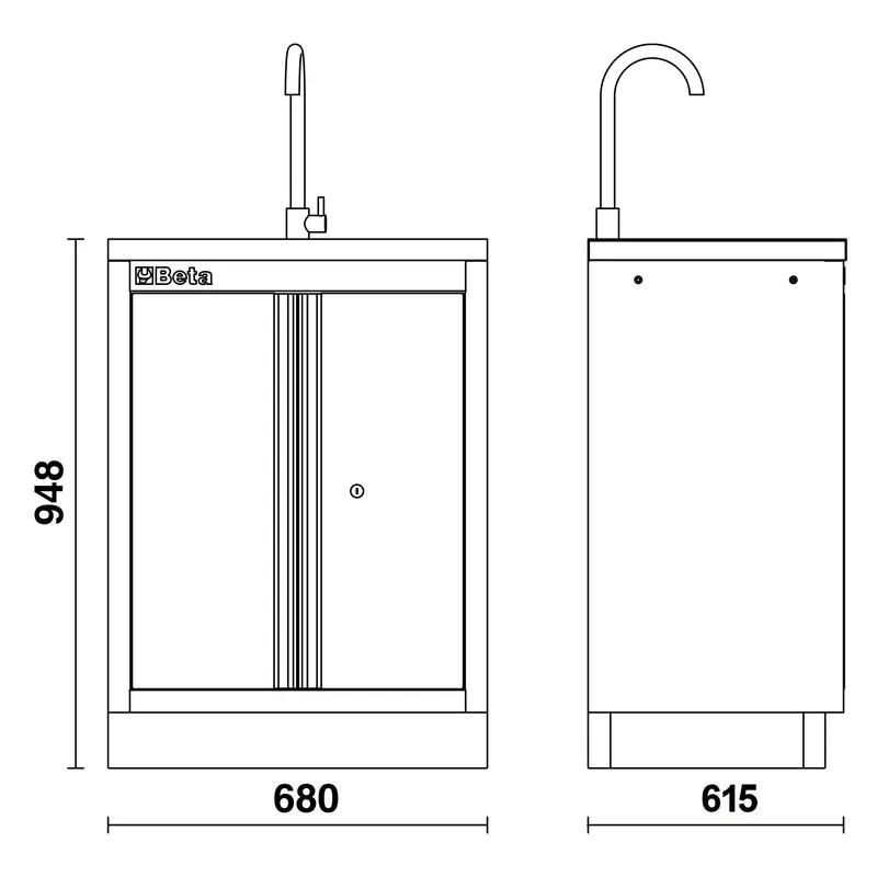 Fixed module with sink Beta C45PRO 2.0 ML