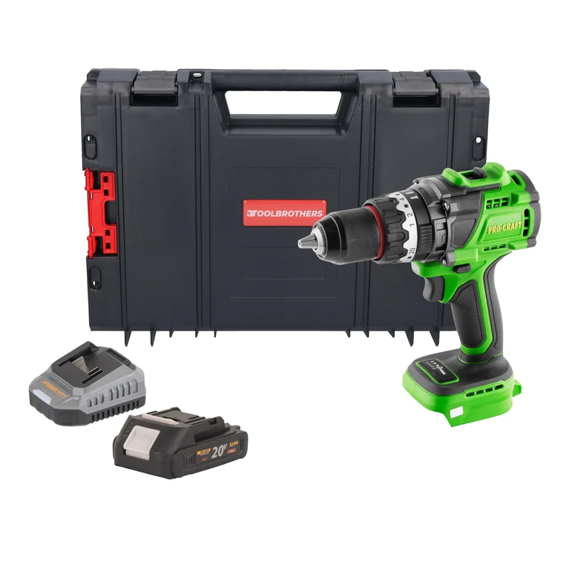 Procraft PA18ProBL-BB Akku Schlagbohrschrauber 20 V 180 Nm Brushless + 1x Akku 2,0 Ah + Ladegerät + RHINO Toolcase