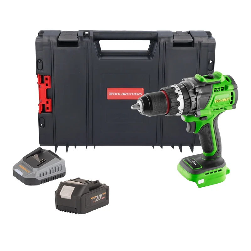 Procraft PA18ProBL-BB Akku Schlagbohrschrauber 20 V 180 Nm Brushless + 1x Akku 4,0 Ah + Ladegerät + RHINO Toolcase