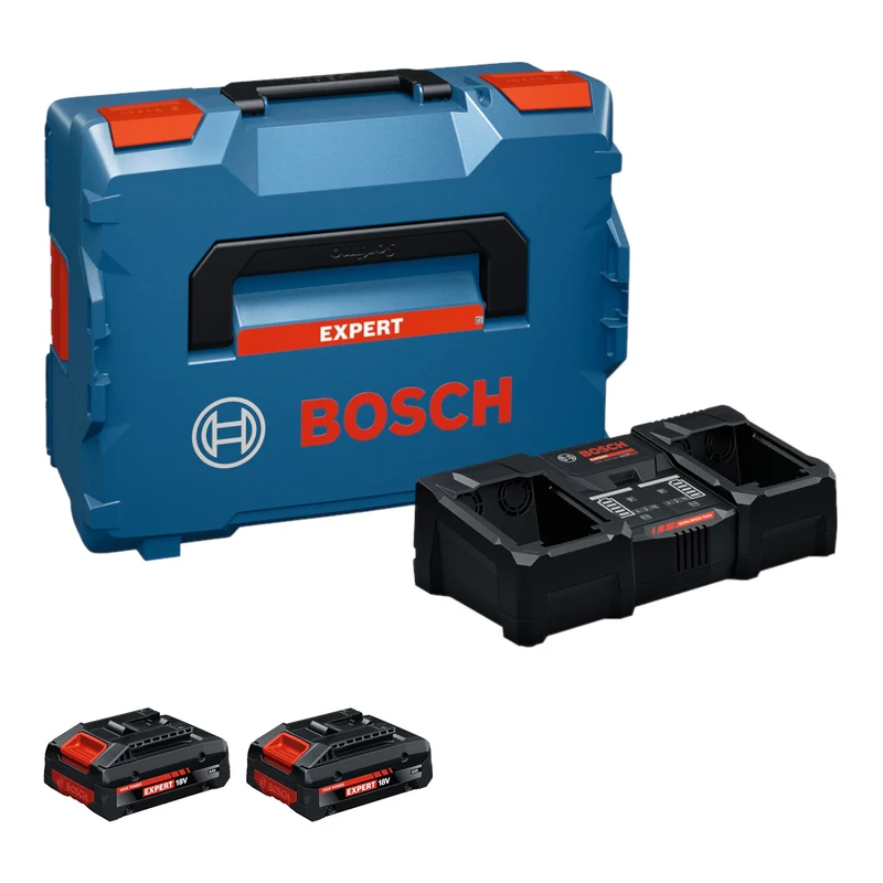 Bosch EXPERT 2x EXBA18V-40 + EXAL18V2-320 Starter Set 18 V + 2x Akku 4,0 Ah + Ladegerät 16 A + L-Boxx