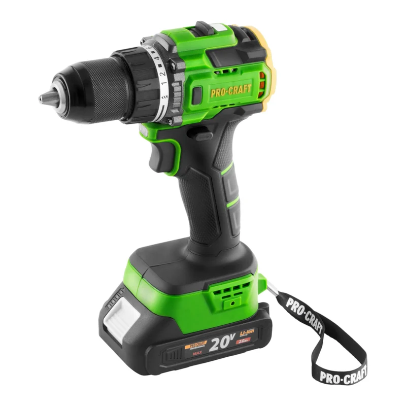 Procraft PA18LiH-1B-C Akku Bohrschrauber 20 V 80 Nm Brushless + 1x Akku 2,0 Ah + Ladegerät + 32 tlg. Bit Set + Koffer