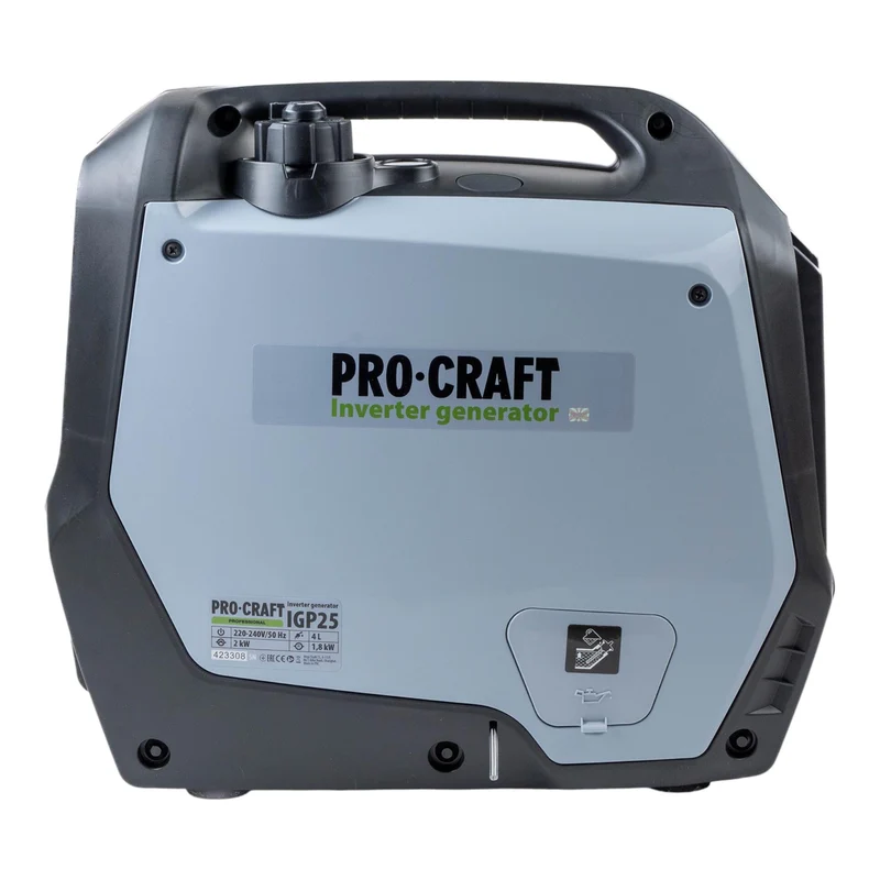 Procraft IGP25 Benzin Inverter Generator Stromerzeuger 1800 W 4000 ml 2× 230 V, 1× 12 V DC Ausgang