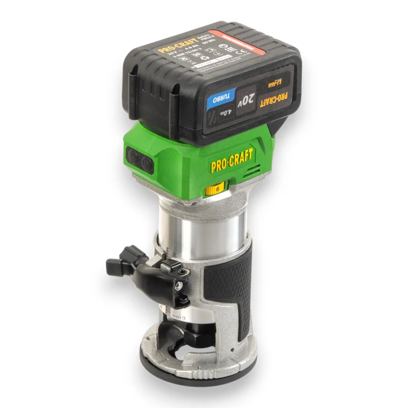 Procraft POB24-1B-F Akku Multifunktionsfräse 20 V 6 / 8 mm Brushless + 1x Akku 4,0 Ah + Ladegerät + 3-in-1 Zubehör + Tasche