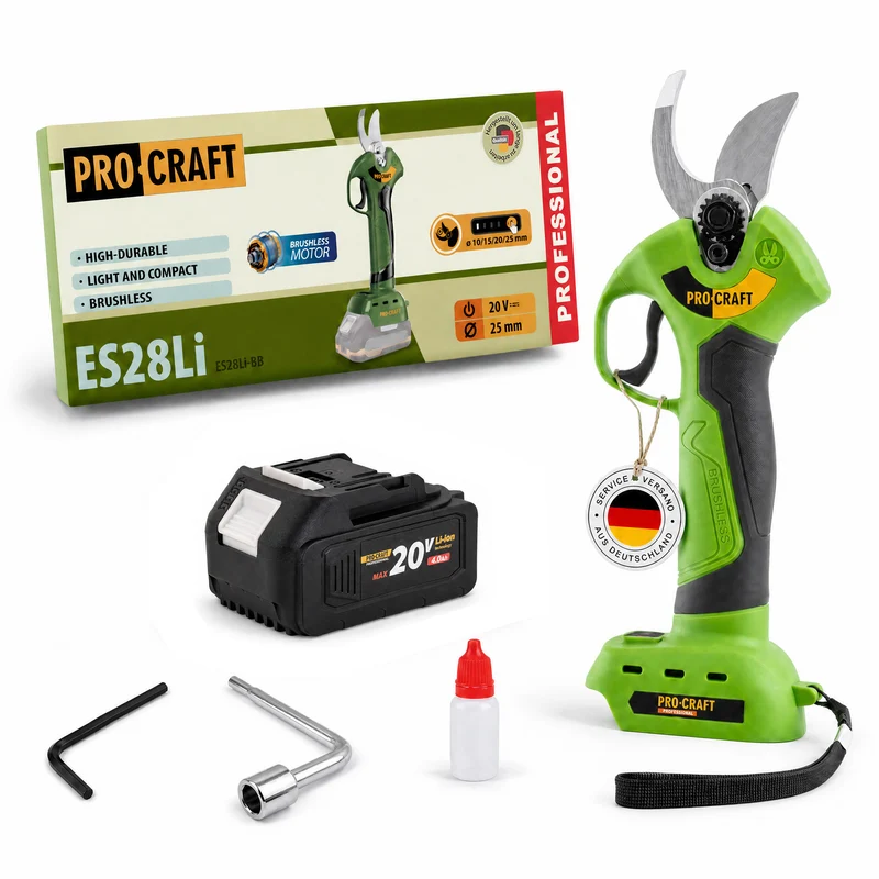 Procraft ES28Li bb Akku Astschere Gartenschere 20 V 25 mm + 1x Akku 4,0 Ah - ohne Ladegerät