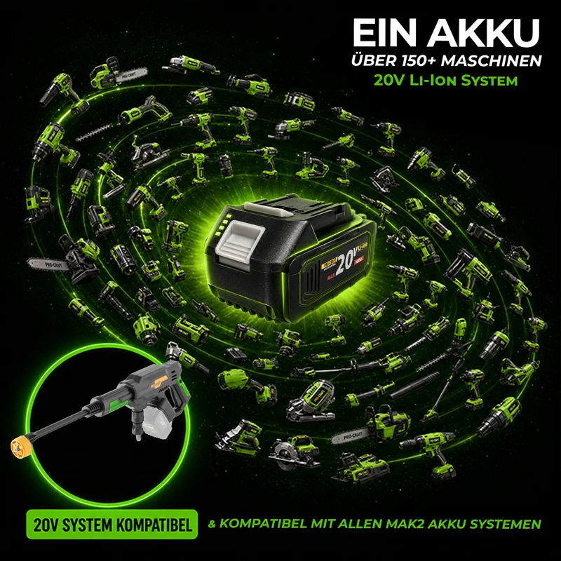 Procraft CW20bb Akku Hochdruckreiniger 20 V 30 bar 180 l/h Brushless + Koffer - ohne Akku, ohne Ladegerät