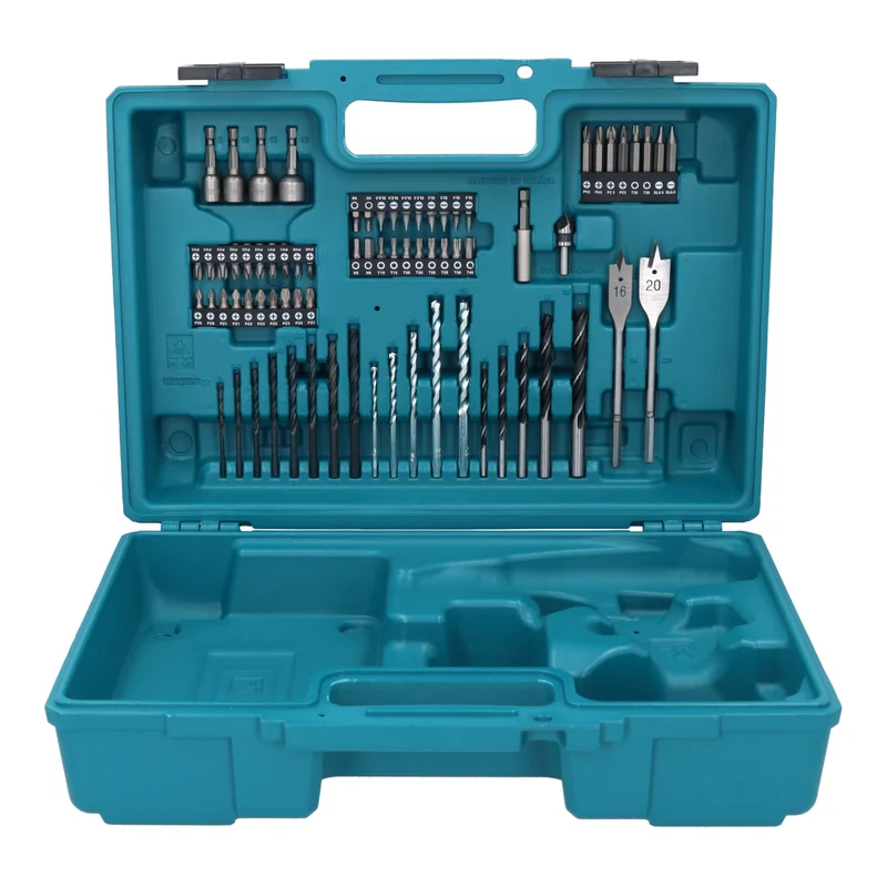 Makita DHP 490 RF1X3 Akku Schlagbohrschrauber 18 V 65 Nm Brushless + 1x Akku 3,0 Ah + Ladegerät + 74 tlg. Zubehör Set + Koffer