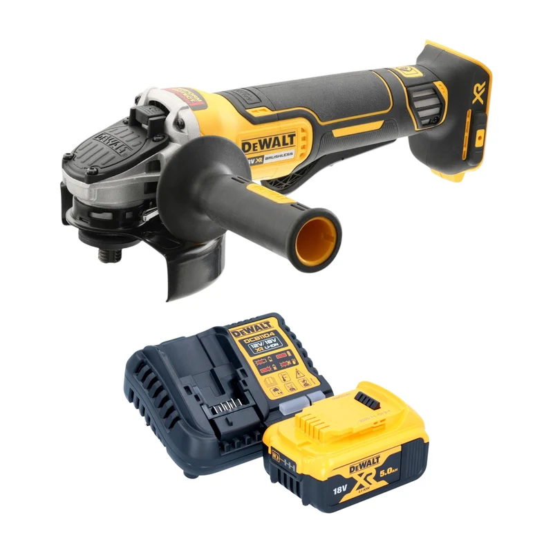 DeWalt DCG 406 P1 Akku Winkelschleifer 18 V 125 mm Brushless + 1x Akku 5,0 Ah + Ladegerät