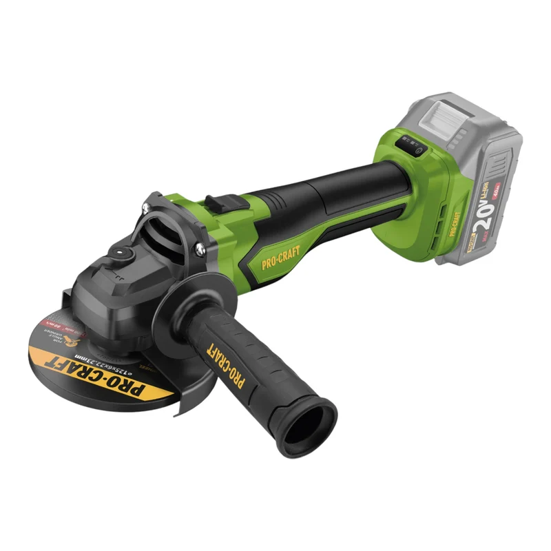 Procraft PGA22-BB Akku Winkelschleifer 20 V 125 mm Brushless + 2x Akku 2,0 Ah + Ladegerät + RHINO Toolcase