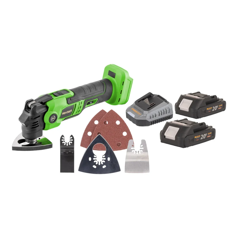 Procraft PMT22bb Akku Multifunktionswerkzeug 20 V Brushless + 2x Akku 2,0 Ah + Ladegerät