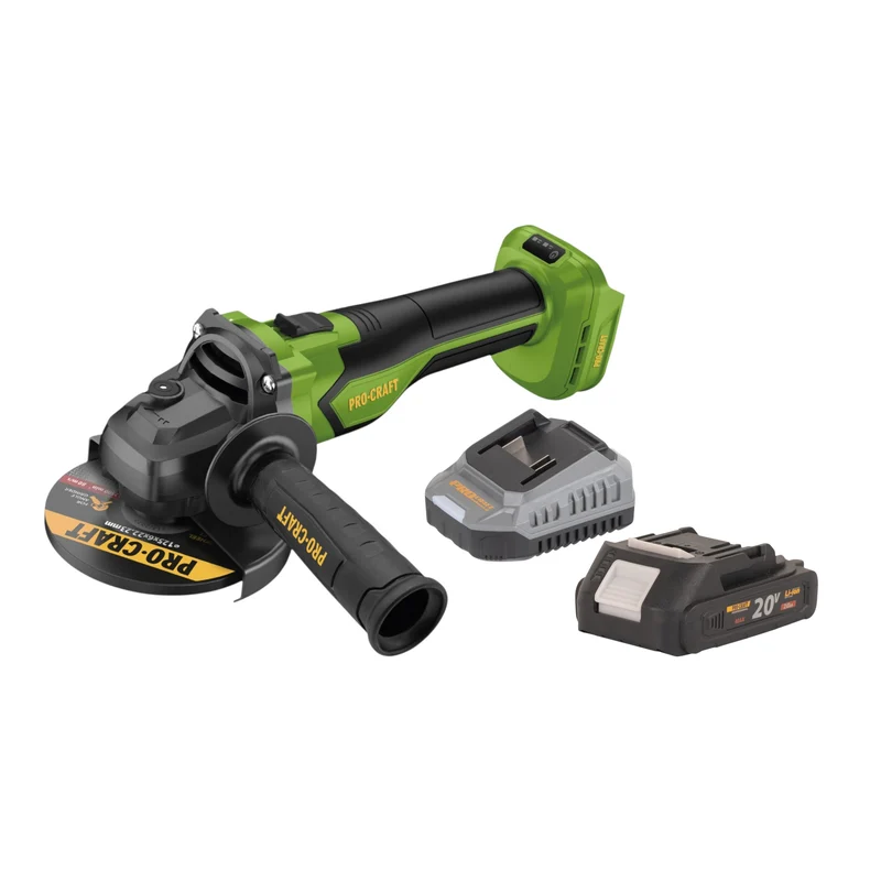 Procraft PGA22-BB Akku Winkelschleifer 20 V 125 mm Brushless + 1x Akku 2,0 Ah + Ladegerät