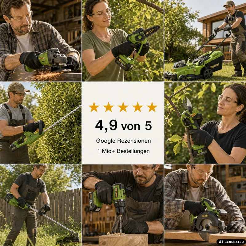 Procraft PCA32-BB Akku Handkreissäge 20 V 165 mm Brushless + 2x Akku 4,0 Ah + Ladegerät