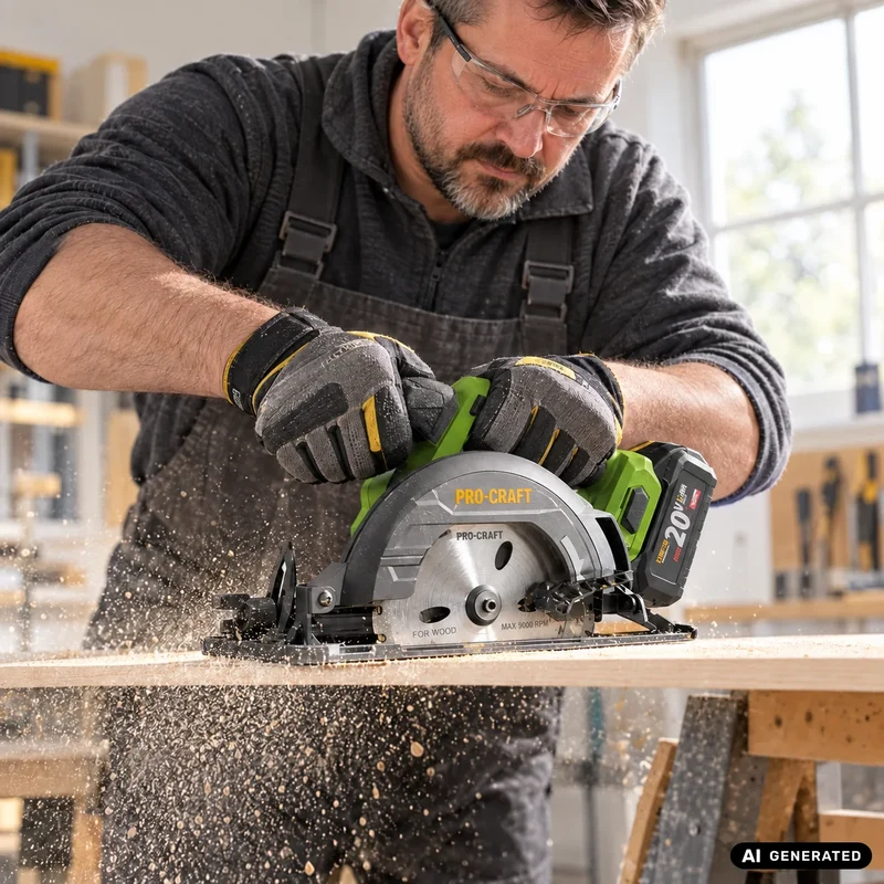 Procraft PCA32-BB Akku Handkreissäge 20 V 165 mm Brushless + 2x Akku 4,0 Ah + Ladegerät