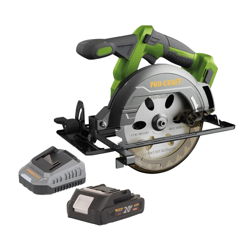 Procraft PCA32-BB Akku Handkreissäge 20 V 165 mm Brushless + 1x Akku 2,0 Ah + Ladegerät