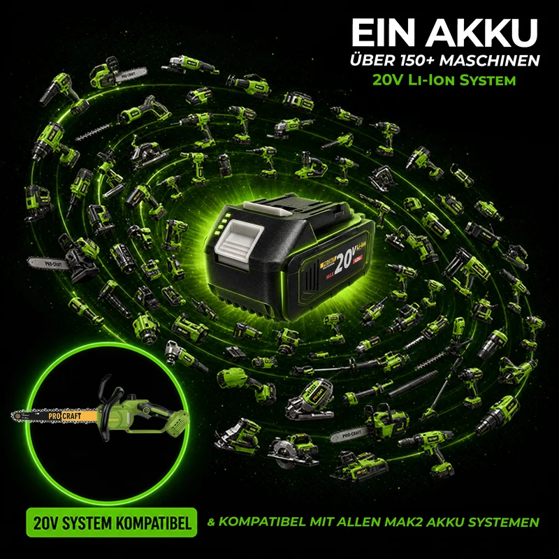 Procraft PKA33-BB Akku Kettensäge 20 V 304 mm Brushless Solo - ohne Akku, ohne Ladegerät