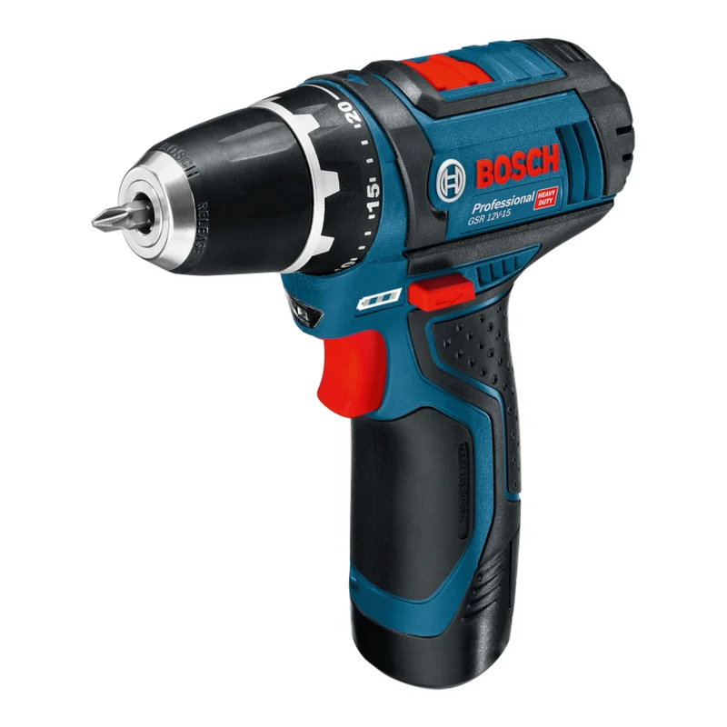 Bosch GSR 12V-15 Professional Akku Bohrschrauber 12 V 30 Nm ( 060186810F ) + 2x Akku 2,0 Ah + Ladegerät + Tasche