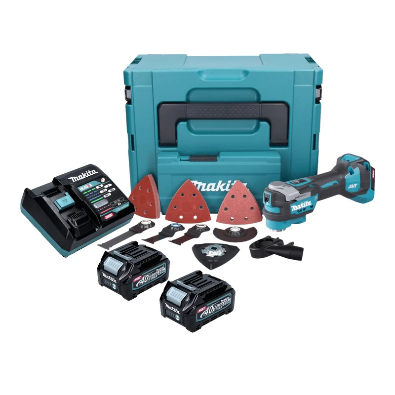Makita TM 001 GD203 Akku Multifunktionswerkzeug 40 V max. Starlock Max Brushless + 2x Akku 2,5 Ah + 37 tlg. Zubehörset + Ladegerät + Makpac