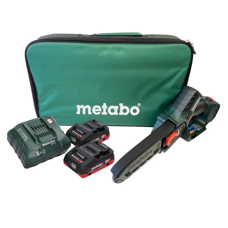 Metabo MS 18 LTX 15 Akku Gehölzsäge 18 V 15 cm 5 m/s + 2x LiHD Akku 4,0 Ah + Ladegerät + Tasche