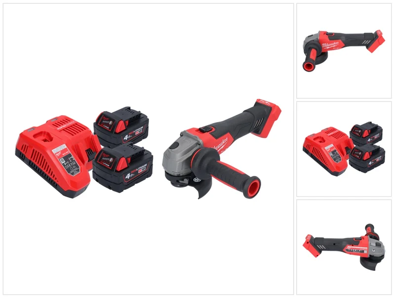 Milwaukee M18 FSAG115X-402 Akku Winkelschleifer 18 V 115 mm Brushless + 2x Akku 4,0 Ah + Ladegerät