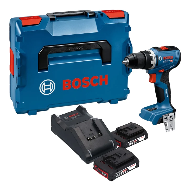 Bosch GSR 18V-65 Professional Akku Bohrschrauber 18 V 63 Nm Brushless + 2x Akku 2,0 Ah + Ladegerät + L-Boxx