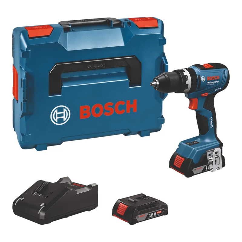 Bosch GSB 18V-65 Professional Akku Schlagbohrschrauber 18 V 65 Nm ( 06019N3100 ) Brushless + 2x Akku 2,0 Ah + Ladegerät + L-Boxx