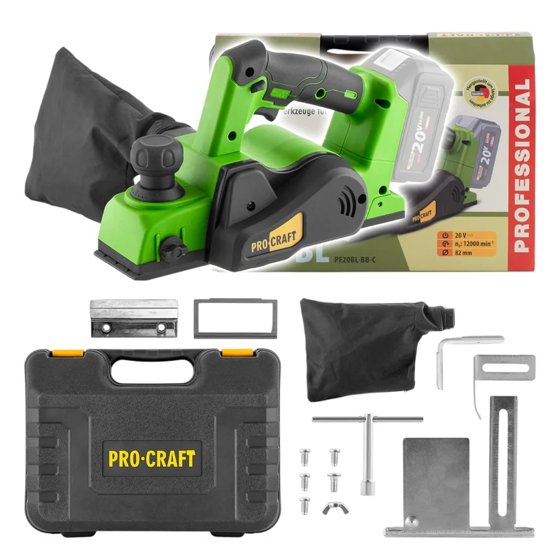 Procraft PE20BLbb Akku Hobel 20 V 82 mm Brushless + Koffer - ohne Akku, ohne Ladegerät