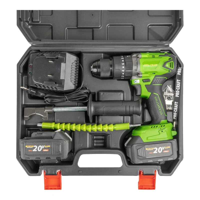 Procraft PA18BL Akku Schlagbohrschrauber 20 V 50 Nm Brushless + 2x Akku 4,0 Ah + Ladegerät + Koffer