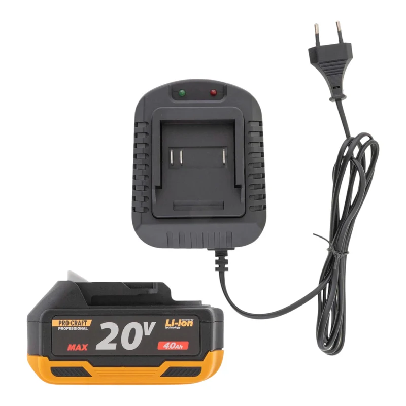 Procraft PWA220 Akku Winkelschleifer 20 V 125 mm Brushless + 1x Akku 4,0 Ah + Ladegerät + Koffer