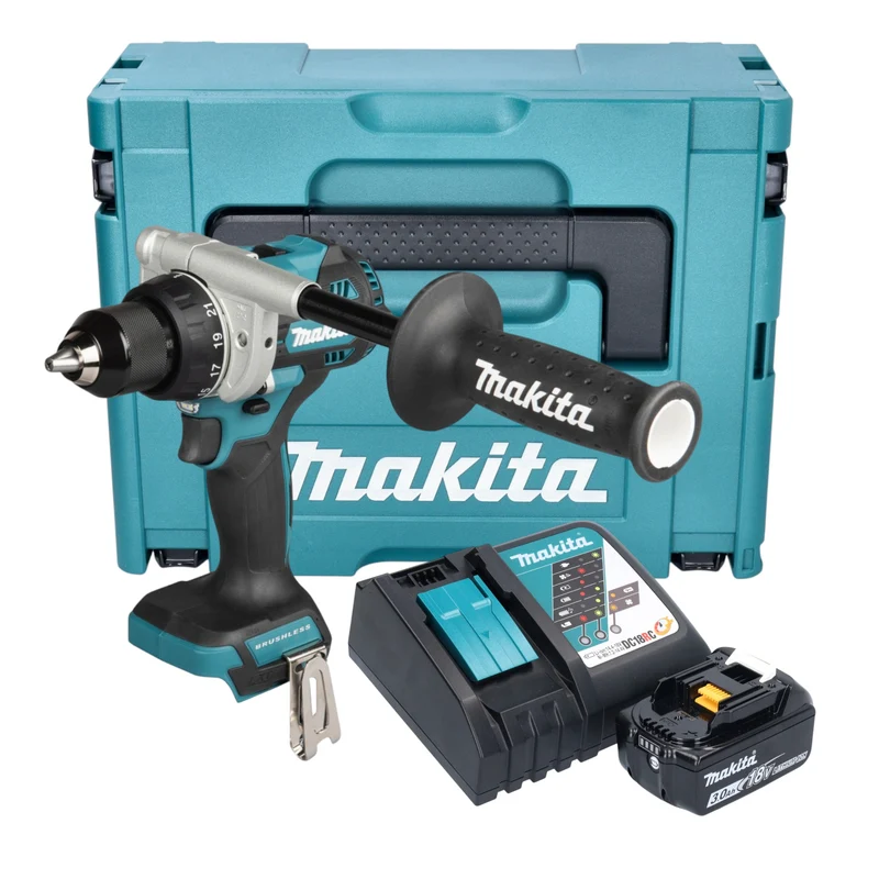 Makita DDF 492 RF1J Akku Bohrschrauber 18 V 141 Nm Brushless + 1x Akku 3,0 Ah + Ladegerät + Makpac