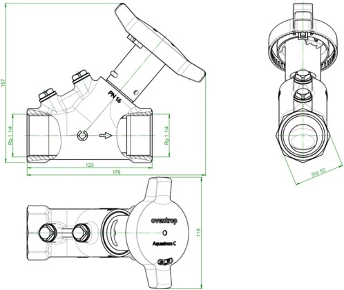 OVENTROP-Zirkulationsventil Aquastrom C ohne WD und Thermometer