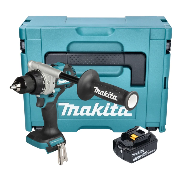 Makita DDF 492 T1J Akku Bohrschrauber 18 V 141 Nm Brushless + 1x Akku 5,0 Ah + Makpac - ohne Ladegerät