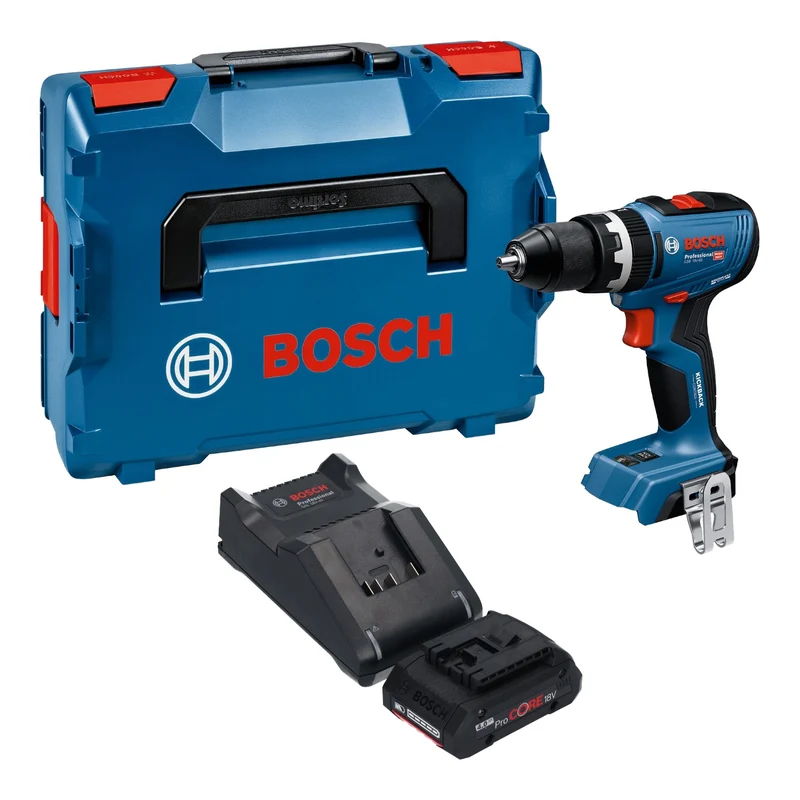 Bosch GSB 18V-65 Professional Akku Schlagbohrschrauber 18 V 65 Nm Brushless + 1x ProCORE Akku 4,0 Ah + Ladegerät + L-Boxx