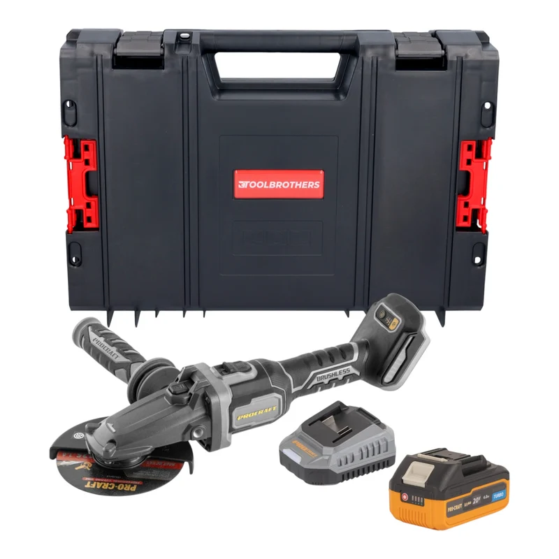 Procraft Industrial AG125Cbb Akku Flachkopf Winkelschleifer 20 V 125 mm Brushless