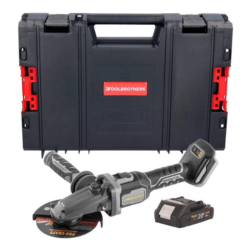 Procraft Industrial AG125Cbb Akku Flachkopf Winkelschleifer 20 V 125 mm Brushless