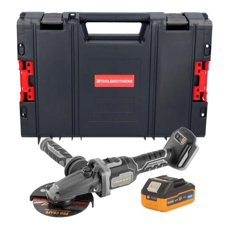 Procraft Industrial AG125Cbb Akku Flachkopf Winkelschleifer 20 V 125 mm Brushless