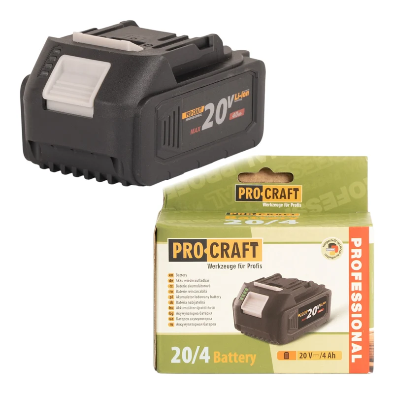 Procraft 2x 20/4 Akku 20 V 4,0 Ah / 4000 mAh Li-ion mit Ladestandsanzeige