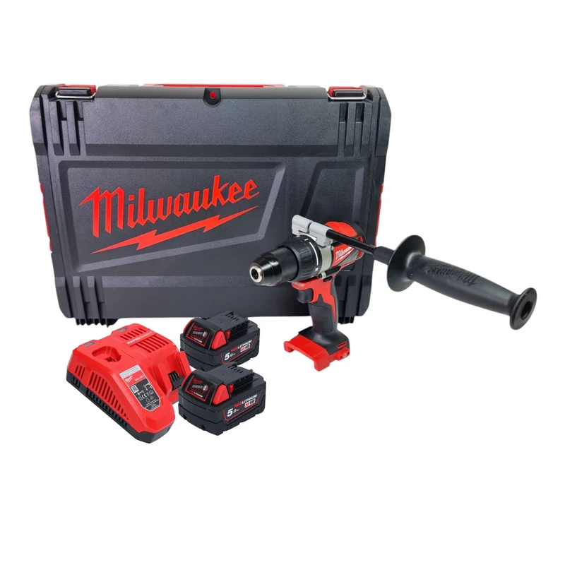 Milwaukee M18 BLDD2-502X Akku Bohrschrauber 18 V 82 Nm Brushless ( 4933464515 ) + 2x Akku 5,0 Ah + Ladegerät + HD Box