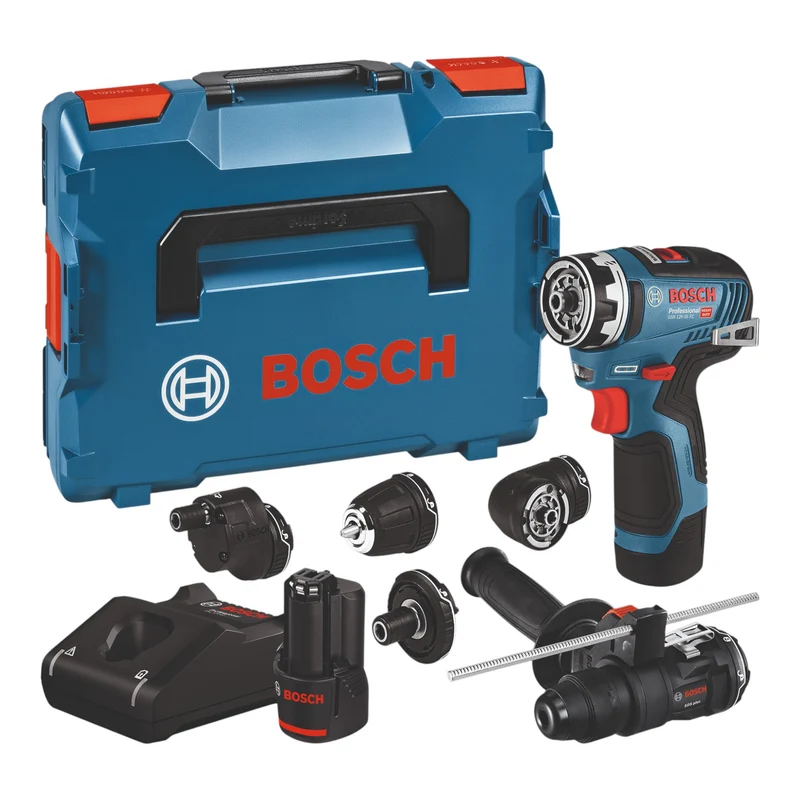 Bosch GSR 12V-35 FC Professional Akku Bohrschrauber 12 V 35 Nm Brushless ( 06019H3008 ) + 2x Akku 3,0 Ah + Ladegerät + 5x Aufsatz + L-Boxx