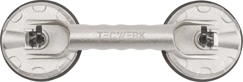 TECWERK Saugheber 80 kg, 2 Köpfe, Kopf-Ø 118 mm, Alu-Körper – für Glas, Metall, Fliesen