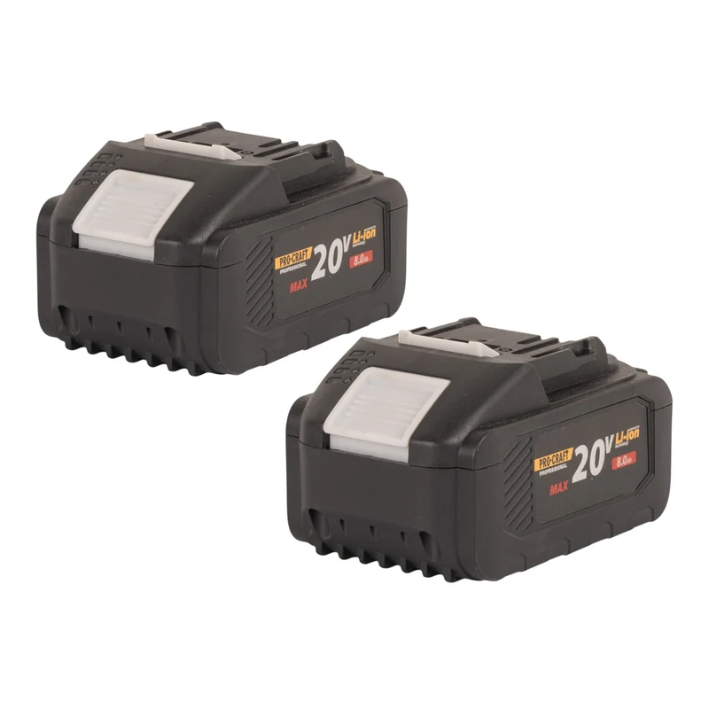 Procraft 2x 20/8 Akku 20 V 8,0 Ah / 8000 mAh Li-ion mit Ladestandsanzeige