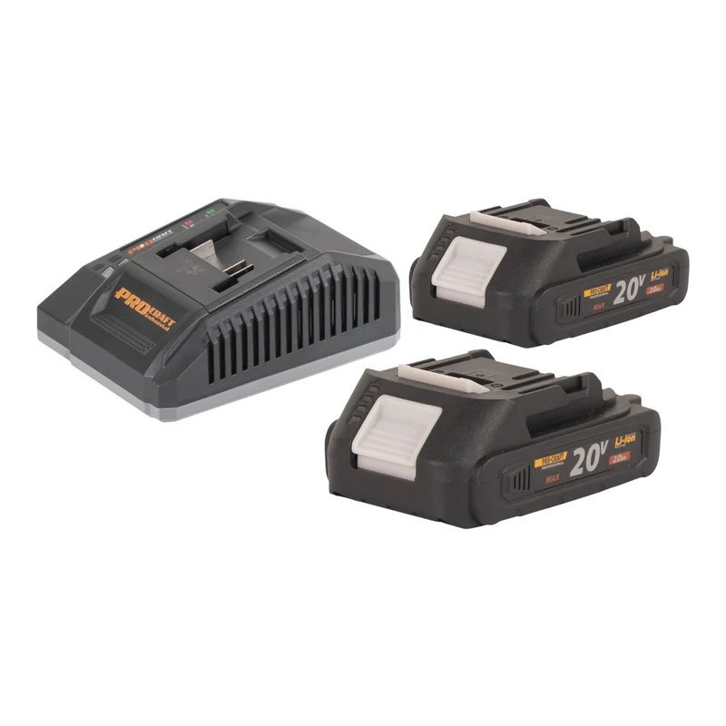 Procraft Starter Pack C20/4 Ladegerät 20 V 4 A + 2x 20/2A Akku 2,0 Ah